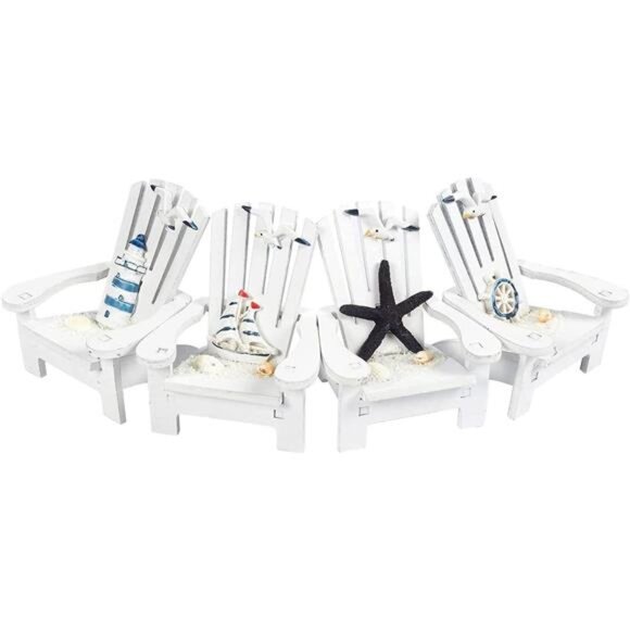 Juvale Set of 4 Mini Beach Chair for Bathroom, Nautical Home Deco - Picture 6 of 8